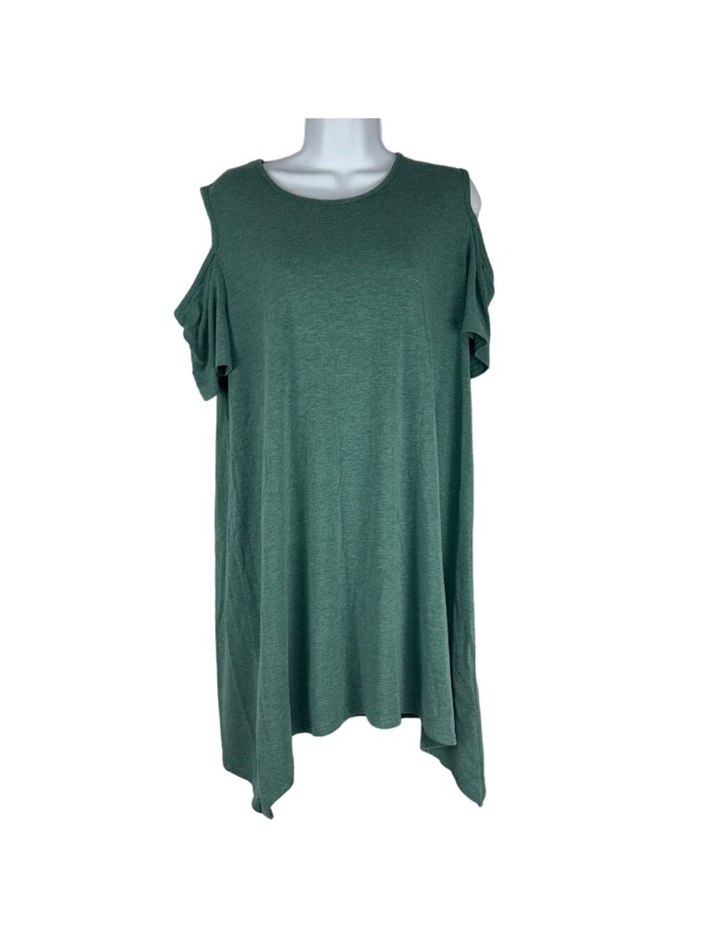 Jon & Anna Women’s Cold Shoulder Dress Size L Green Solid Casual Loose Fit